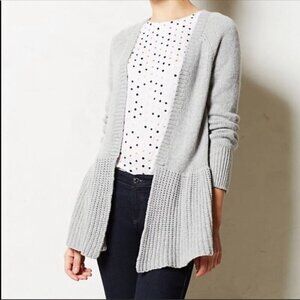 Anthropologie Knitted & Knotted Cody Gray Peplum Cardigan, Size S